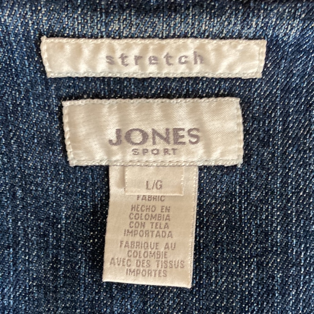 Jones Sport stretch Size Large denim jacket made in Colombia 98%cotton 2%spandex - Picture 8 of 14
